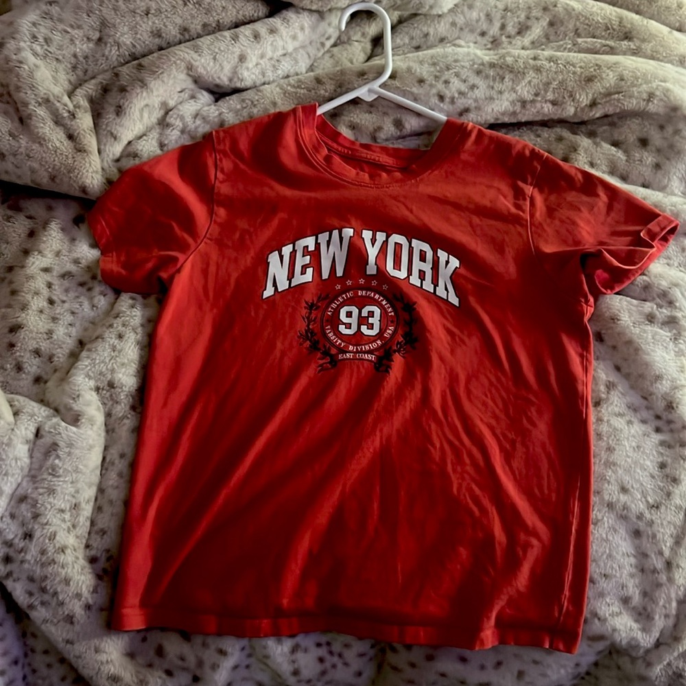 Women’s Red New york cropped shirt